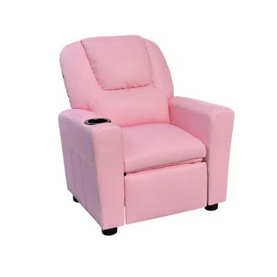 Hivvago Nik Youth Recliner Chair, Cup Holder, Padded Seat And Back, Pink