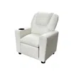 Hivvago Nik Youth Recliner Chair, Cup Holder, Padded Seat And Back, White In White
