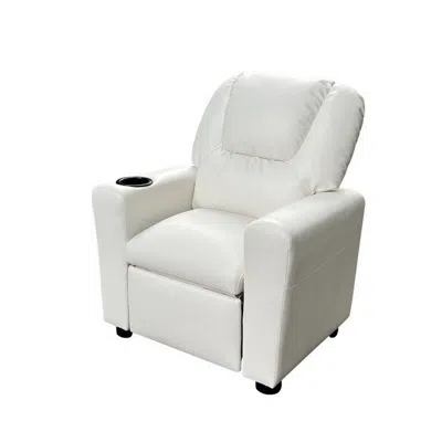 Hivvago Nik Youth Recliner Chair, Cup Holder, Padded Seat And Back, White