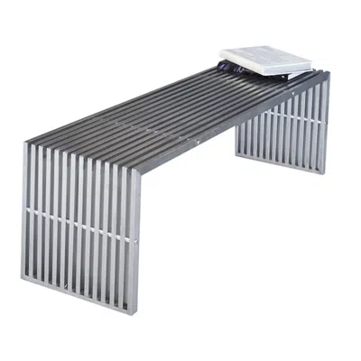 Hivvago Niki 55 Inch Metal Bench, Slatted, Rectangular Shape, Brushed Silver Steel
