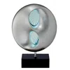 Hivvago Nila 20 Inch Led Table Lamp, Black Silver Polyresin Orb Sphere, Block Base In Multi