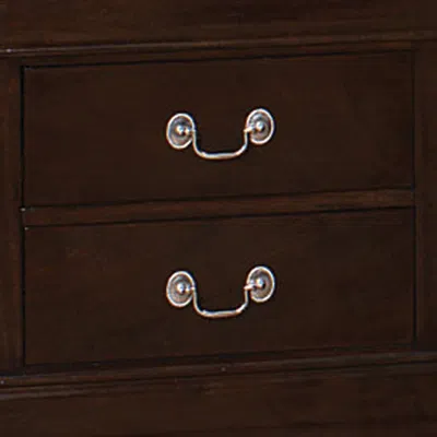 Hivvago Nim 24 Inch 2 Drawer Nightstand, Classic Bail Handles, Cappuccino Brown