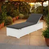 Hivvago Nino Outdoor Chaise Lounger Sunbed, Black Cushion, White Poly Rattan