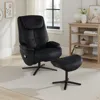Hivvago Nita Swivel Accent Chair With Ottoman, Plush Black Top Grain Leather