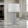 Hivvago Niu 30 Inch Table Lamp Set Of 2, Drum Shade, Stone Gray Ceramic Prism Base In Gray