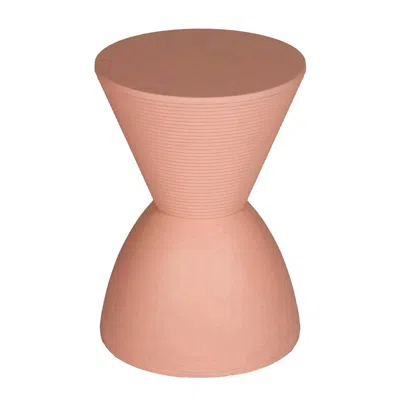 Hivvago Niya 17 Inch Side End Table, Round Top, Pedestal Base, Indoor Outdoor, Pink In Orange