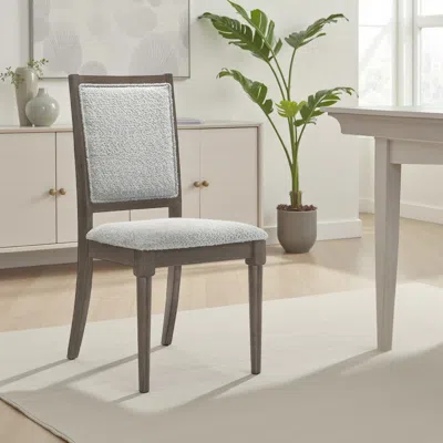 Hivvago Nolan Dining Chair Set Of 2, Gray Fabric, Dark Brown Hardwood Frame