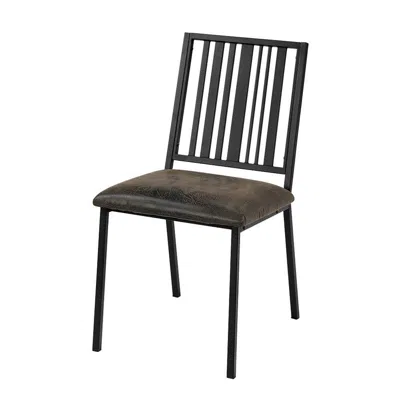 Hivvago Nori 24 Inch Side Dining Chair Set Of 2, Slatted Back, Faux Leather, Black