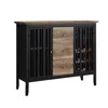 Hivvago Nori 47 Inch Sideboard Buffet, 3 Drawers, Antique Oak Brown And Black In Black
