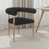 Hivvago Noris Dining Chair Set Of 2, C Shaped Back, Gold Bronze, Black Fabric In Black