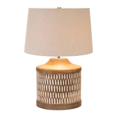 Hivvago Notched Wood Table Lamp 21.5"h In Brown