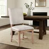 Hivvago Nox Dining Side Chair Set Of 2, Off White Upholstery, Nailhead Trim In White