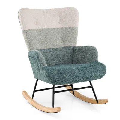 Hivvago Nursery Rocking Chair With Ergonomic Armrests And High Backrest In Green