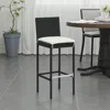 Hivvago Nyra Garden Barstool Chair Set Of 4, White Cushions, Black Rattan In Black