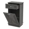 Hivvago Odor Seal Trash Can Cabinet In Grey Finish - Accommodates 10-gallon Trash Bin In Gray