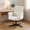 Hivvago Off White And Black Boucle Adjustable Height Swivel Executive Office Chair In White