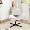 Hivvago Office Armless Chair Cross Legged With Imitation Lamb Fleece And Adjustable Height-beige
