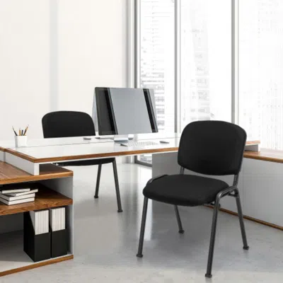 Hivvago Office Chair With Metal Frame And Padded Cushions For Conference Room-set Of 2 In Black