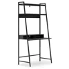 Hivvago Office Desk With 2 Upper Shelves And Metal Legs, Black And Gray In Black