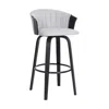 Hivvago Oja 26 Inch Swivel Counter Stool Chair, Light Gray Fabric, Curved, Black In Black