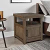 Hivvago Olaf Side End Table, Open Shelf And Cabinet, 26 Inch Brown Acacia Wood In Brown