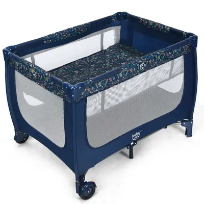 Hivvago One-piece Free Installation Portable Baby Playpen Activity Center In Blue