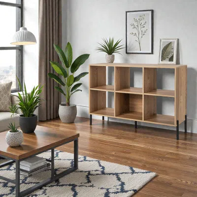 Hivvago Open 3-tier Bookcase With Six Storage Compartments And Metal Frame Support In Brown