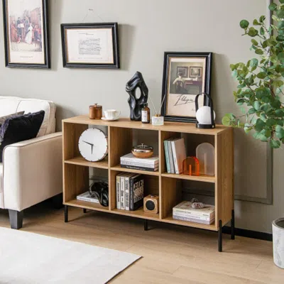 Hivvago Open-back Bookshelf With Drawer For Study-natural