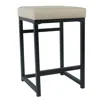 Hivvago Open Back Metal Counter Stool With Fabric Upholstered Padded Seat, Beige And Black
