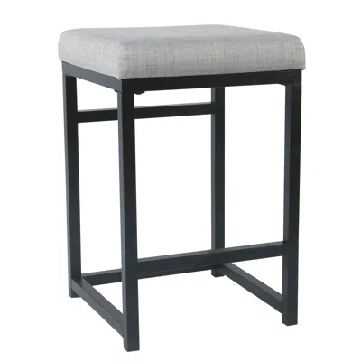 Hivvago Open Back Metal Counter Stool With Fabric Upholstered Padded Seat, Gray And Black