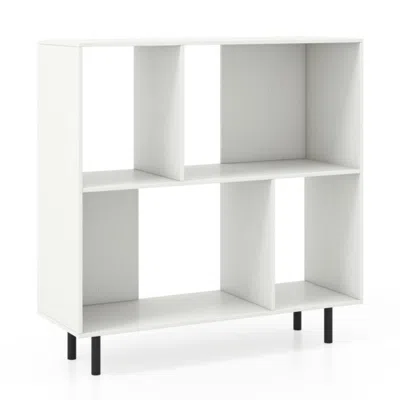 Hivvago Open Shelf Bookcase With 4 Compartments In White