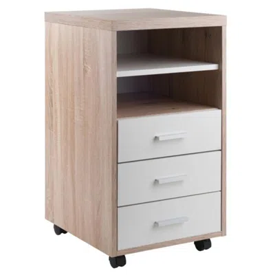 Hivvago Open Shelf Cabinet 3-drawer Reclaimed Wood And White In Neutral