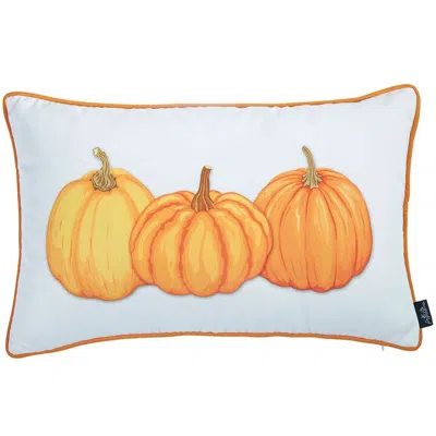 Hivvago Orange Triple Pumpkin Lumbar Throw Pillow In Multi