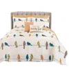 Hivvago Orange White Blue Floral Birds On Wire 7 Piece Lightweight Quilt Set In Multi