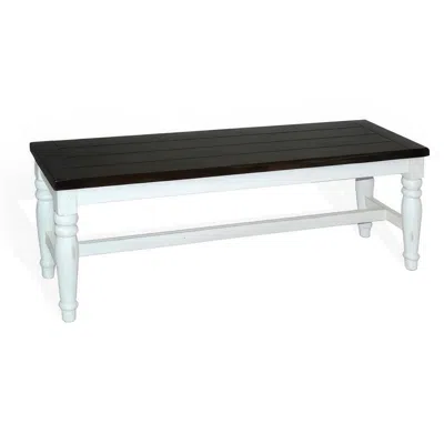 Hivvago Orso Bench, Off White, Dark Brown Mahogany And Mindi Wood, 52 Inch In Black