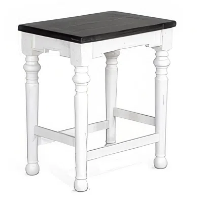 Hivvago Orso Counter Height Stool Set Of 2, White, Dark Brown Mahogany Wood