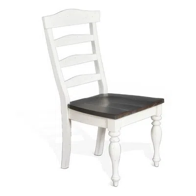 Hivvago Orso Dining Chair, Ladderback Design, White And Dark Brown Mindi Wood