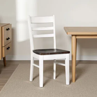 Hivvago Orso Dining Chair Set Of 2, Ladderback, White And Dark Brown Mahogany