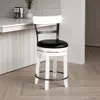 Hivvago Orso Swivel Counter Stool Chair Set Of 2, Black Faux Leather, White In White