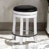 Hivvago Orso Swivel Counter Stool Set Of 2, Black Faux Leather, White Wood In White