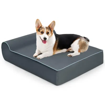 Hivvago Orthopedic Dog Bed With Headrest And Removable Washable Cover In Gray