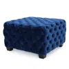 Hivvago Ottoman, Modern Button Tufted, Navy Blue Velvet, 29 Inch Square Shape In Blue