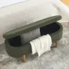 Hivvago Ottoman Oval Storage Bench Rubber Wood Leg