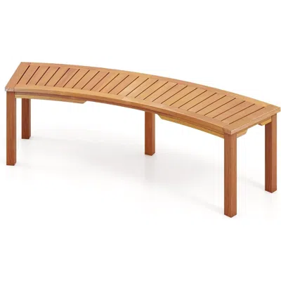 Hivvago Outdoor 2-person Backless Wooden Garden Bench With Modern Arch Design In Brown