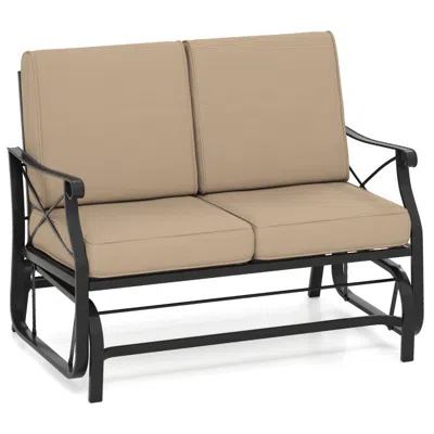 Hivvago Outdoor 2-person Glider Rocking Chair Loveseat With Thick Cushions And Metal Frame