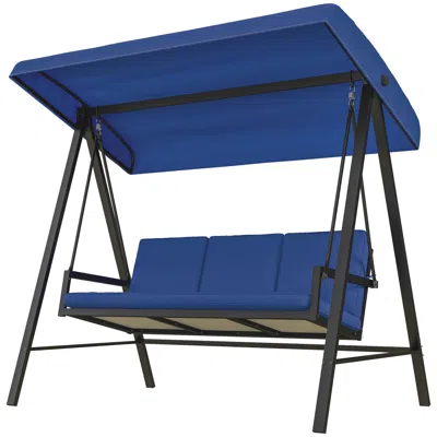 Hivvago Outdoor 3-seat Porch Swing With Cushions In Blue