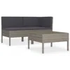 Hivvago Outdoor 3pc Patio Sofa Set With Table, Dark Gray Cushions, Poly Rattan In Gray