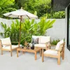 Hivvago Outdoor 4 Pieces Acacia Wood Chat Set With Water Resistant Cushions-red