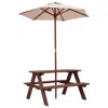 Hivvago Outdoor 4-seat Kid's Picnic Table Bench With Umbrella