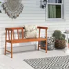Hivvago Outdoor Acacia Wood Bench With Backrest And Armrests